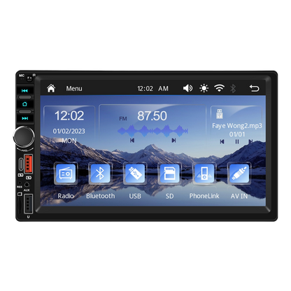 Universal 7″ Touch Screen | CarPlay & Android Auto | Bluetooth | YouTube | USB & Type-C | EQ Sound | Free Reverse Camera