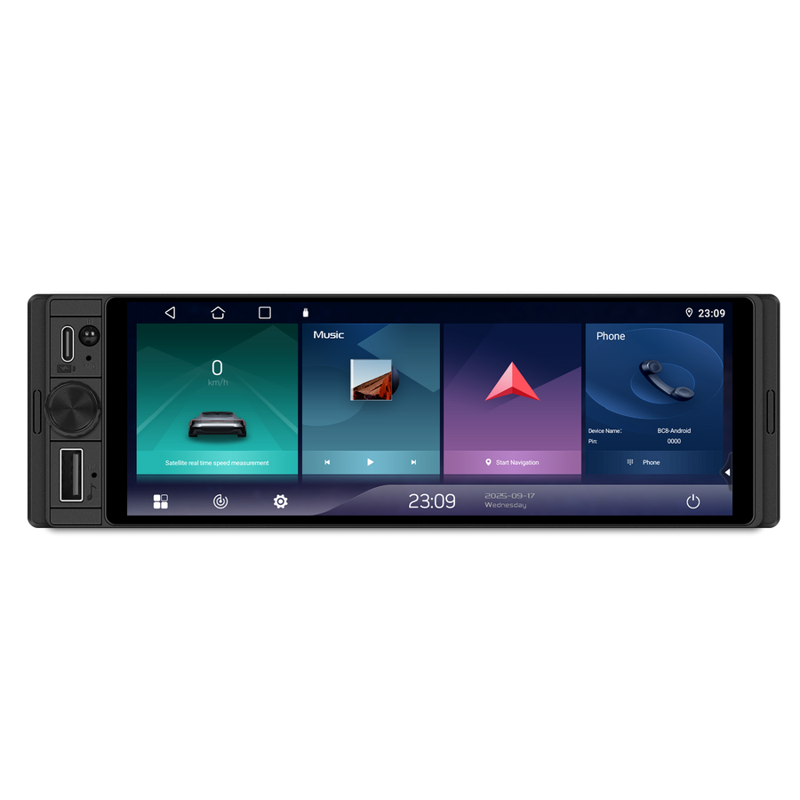 Blackbelt Audio A4503 | Single DIN Full Android 15 | 2GB RAM | 6.28" Incell