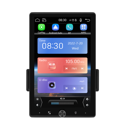 Universal Tesla-Style 10.4″ Rotating Screen | Wireless CarPlay & Android Auto | Bluetooth | FM Radio | EQ | Free Reverse Camera