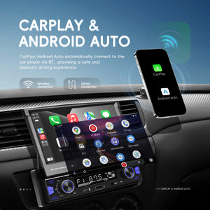 Universal | 7″ Retractable Touch Screen Car Stereo | Wired CarPlay & Android Auto | Bluetooth | FM/AM | Mirror Link | USB & Type-C | Steering Wheel Control