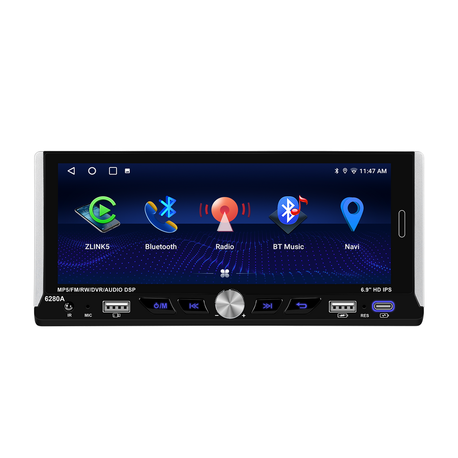 Blackbelt Audio A4341 | Single DIN Full Android 15 | 2GB RAM | 6.9" IPS + DSP