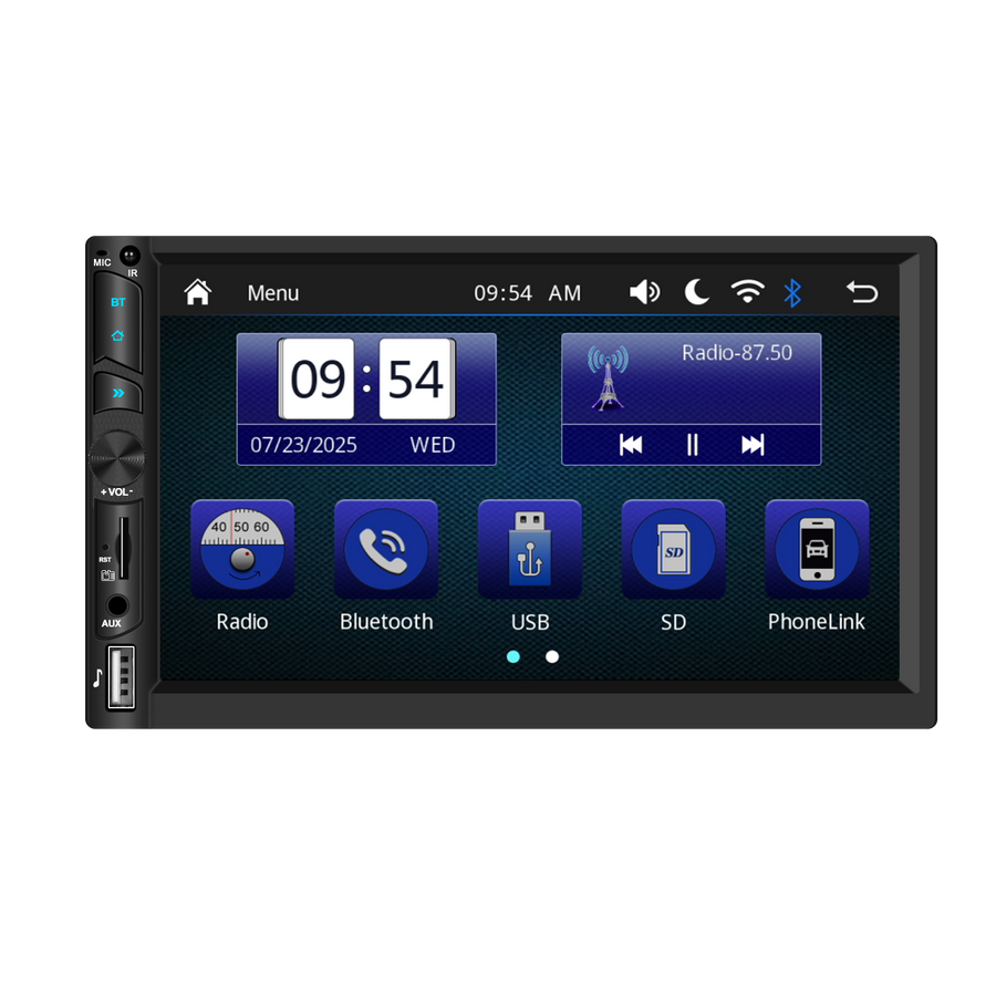 Blackbelt Audio A4355 | Double DIN Wireless CarPlay & Android Auto | 7" IPS SD Card