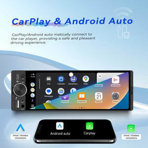 Universal Fit | 6.28" Android Touch Screen Radio | Wireless & Wired CarPlay + Android Auto | Bluetooth | EQ Sound | FM | USB | Steering Wheel Control