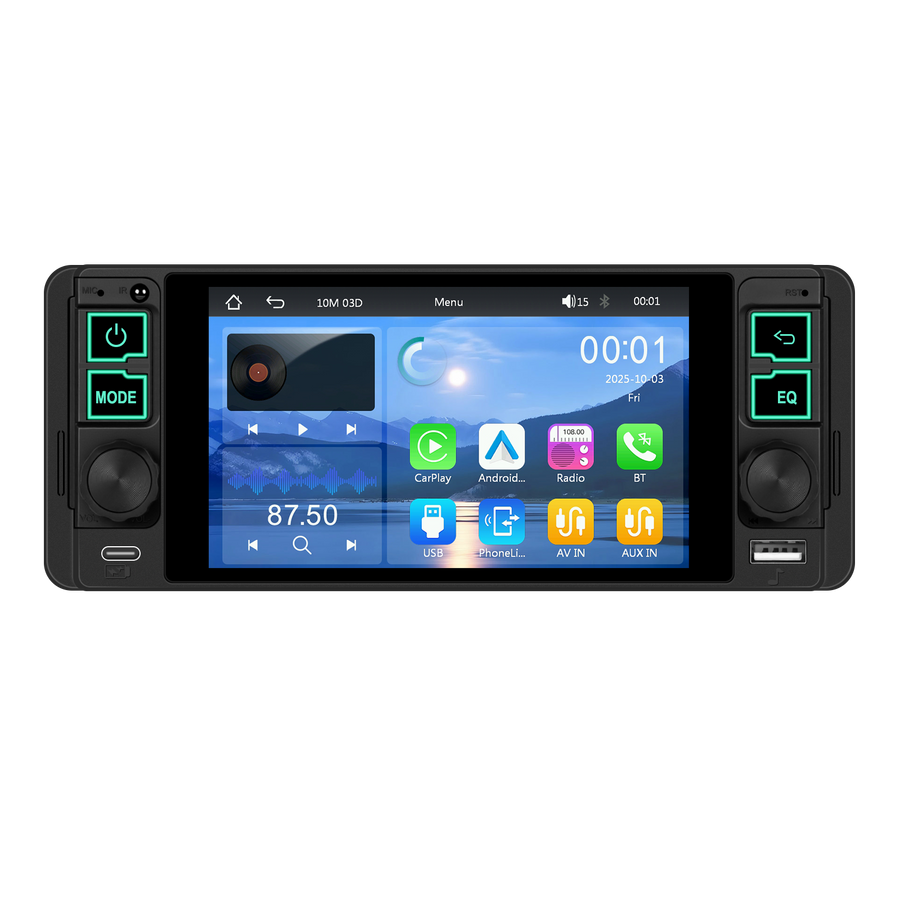Blackbelt Audio A4487 | Single DIN Wireless CarPlay & Android Auto | 5.1" IPS
