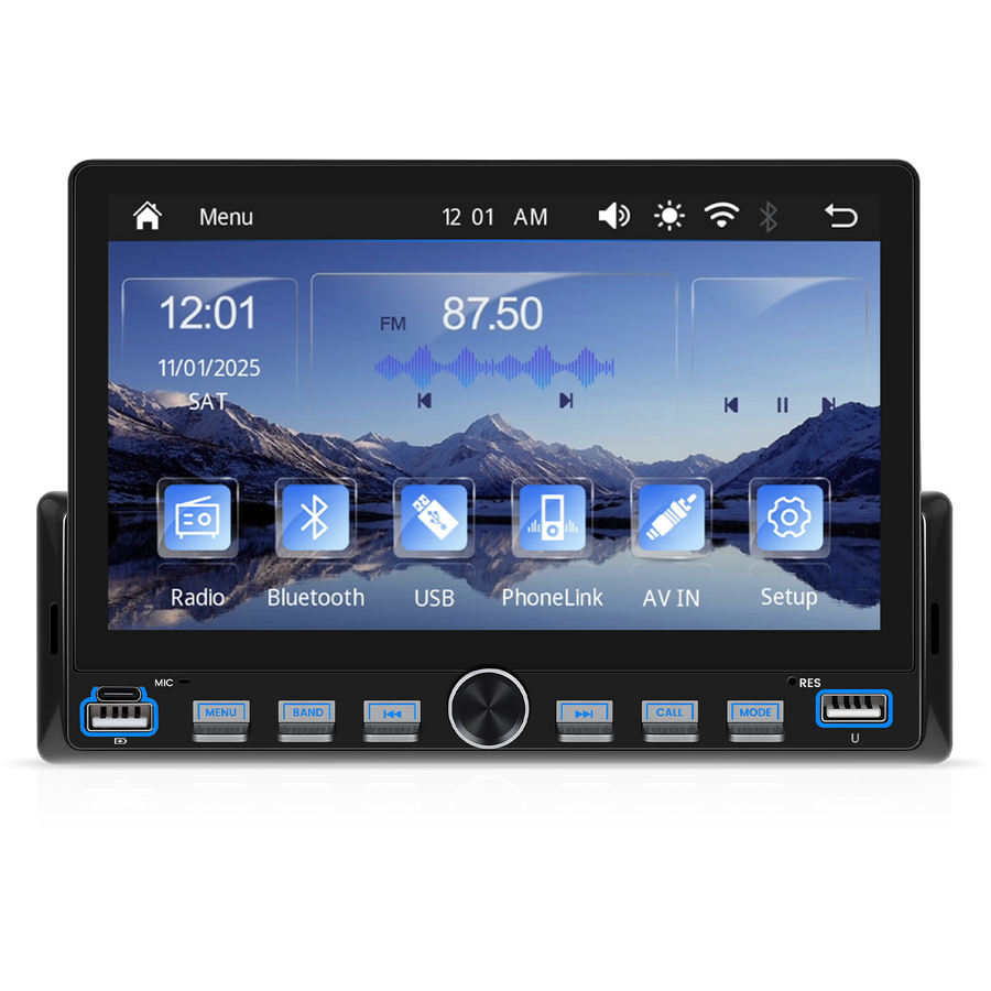 Blackbelt Audio A4493 | Single DIN Wireless CarPlay & Android Auto | 7" IPS Piano Keys