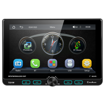 Blackbelt Audio A4635 | Single DIN Wireless CarPlay & Android Auto | 7" IPS