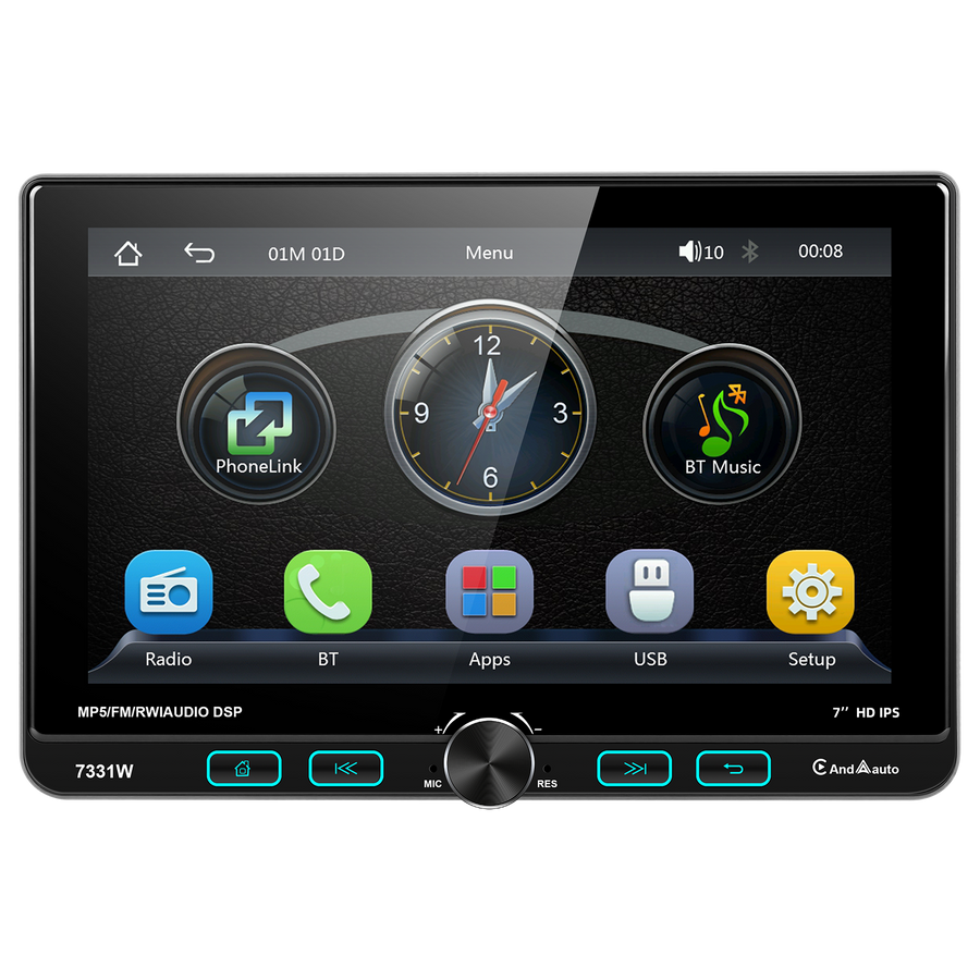 Blackbelt Audio A4635 | Single DIN Wireless CarPlay & Android Auto | 7" IPS