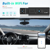 3.16” Dual Lens DVR Dash Cam | 1080P Front + Cabin Camera | WiFi + App | L5908