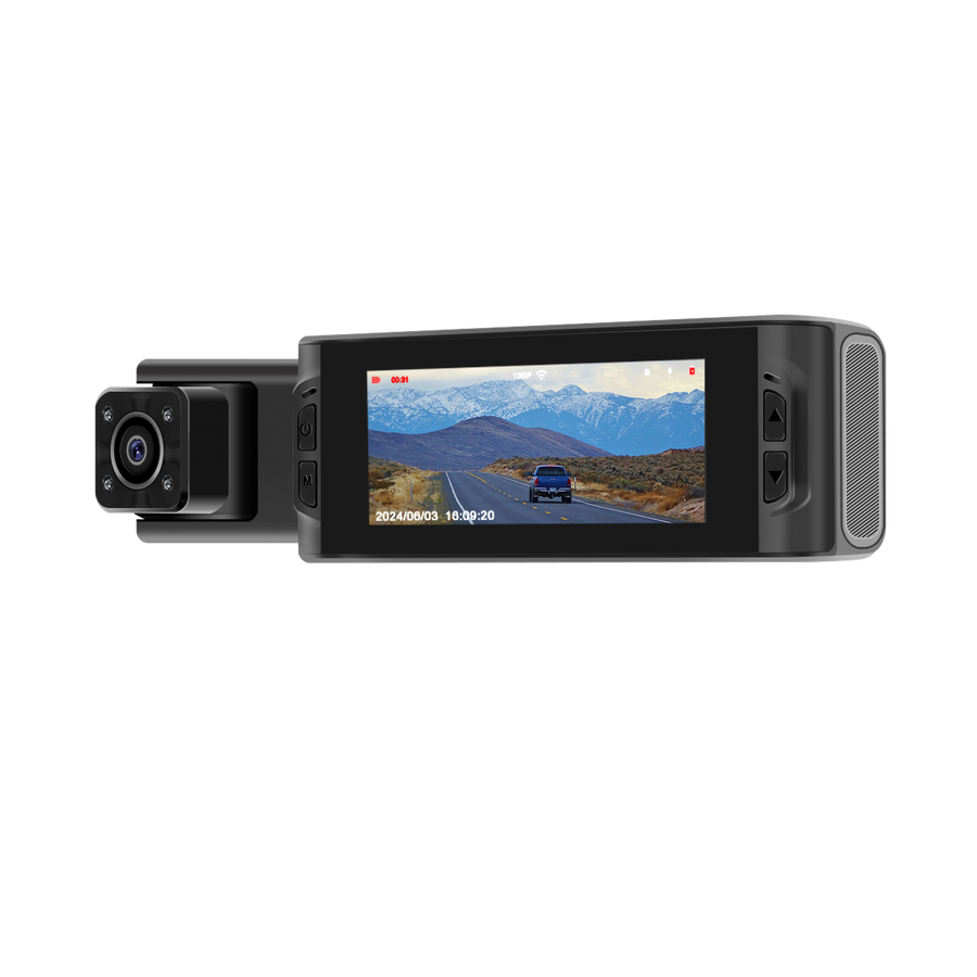 3.16” Dual Lens DVR Dash Cam | 1080P Front + Cabin Camera | WiFi + App | L5908