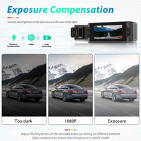 3.16” Dual Lens DVR Dash Cam | 1080P Front + Cabin Camera | WiFi + App | L5908