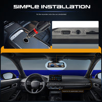 9.66” Rearview Mirror Dash Cam | 1080P Front + Rear Camera | Reverse Assist | L5950