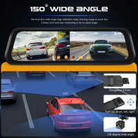 9.66” Rearview Mirror Dash Cam | 1080P Front + Rear Camera | Reverse Assist | L5950