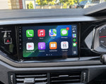 Android radio installed in a Volkswagen Polo dashboard